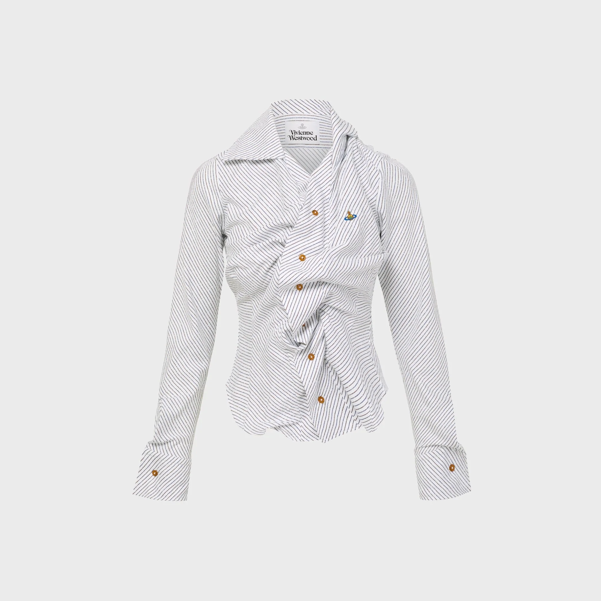 Vivienne Westwood Drunken Shirt - Blue / Brown Stripe