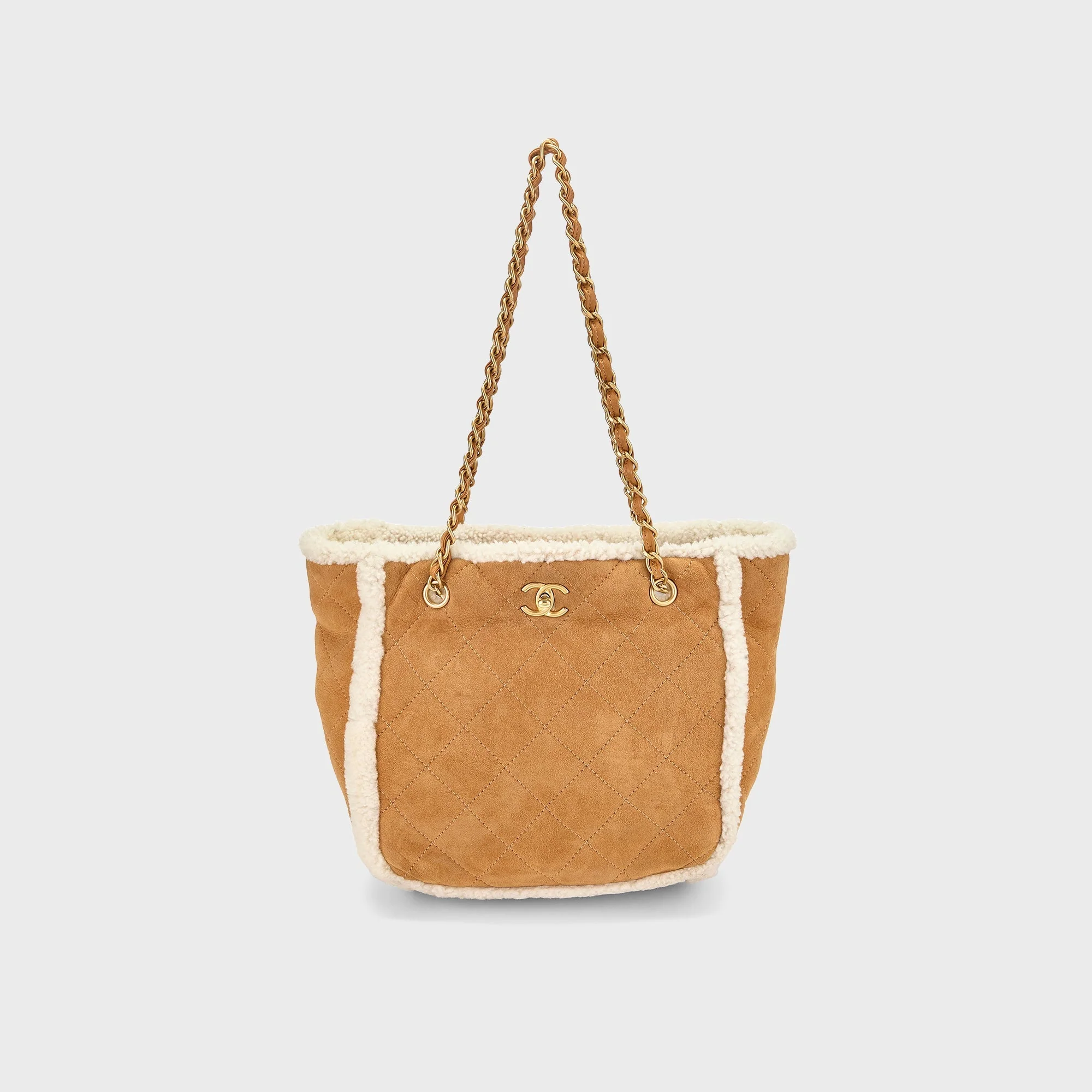 WGACA Chanel Shearling Coco Neige Shopping Tote Small - Brown