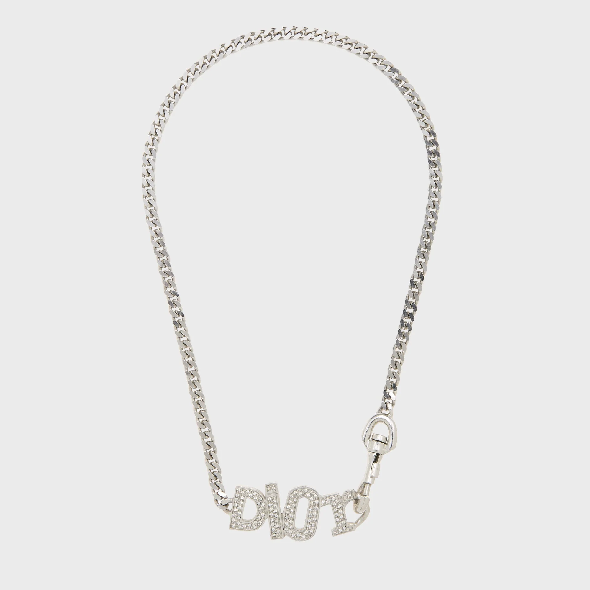 WGACA Dior Crystal Logo Necklace - Silver