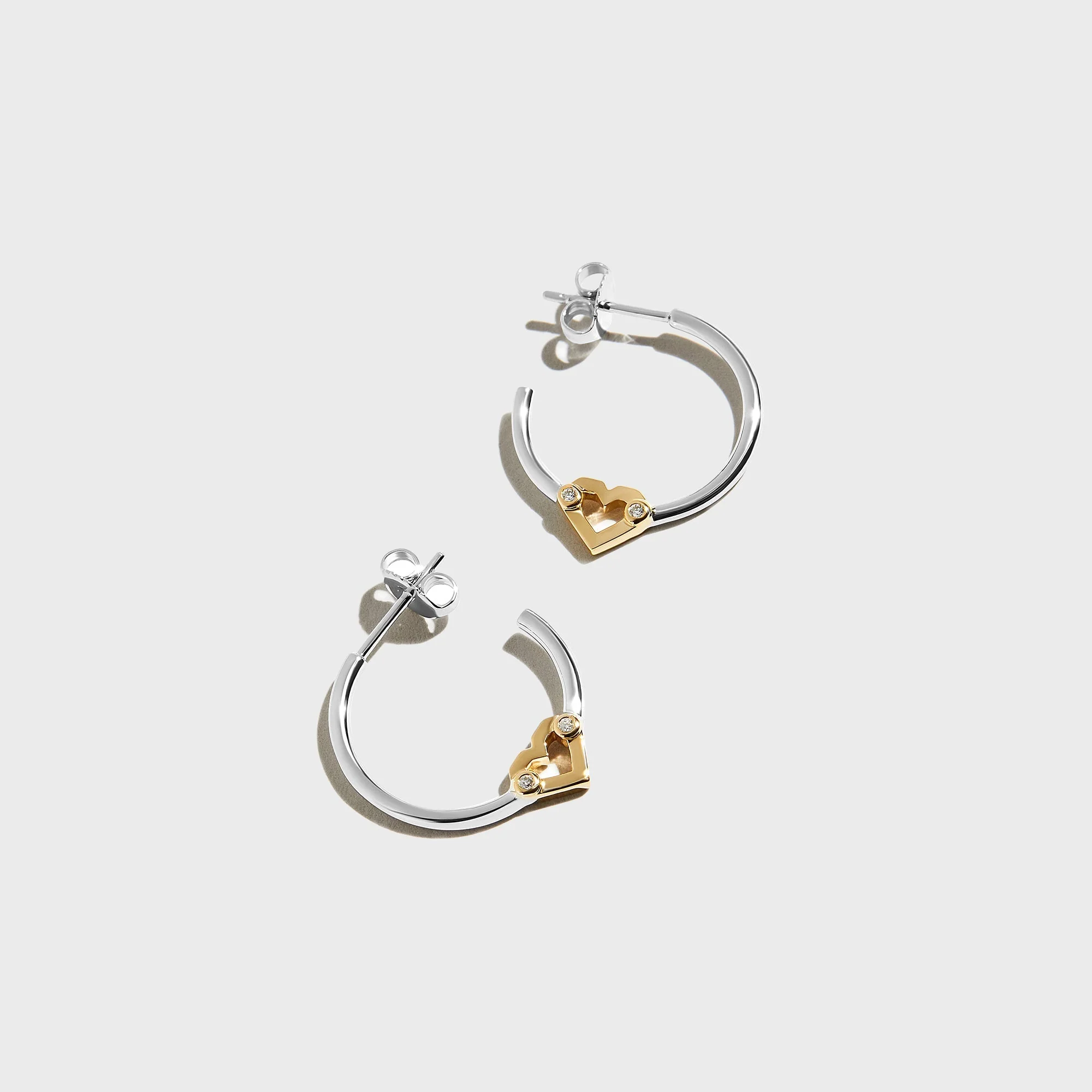 Greg Yuna Umlaut Heart Hoop Earrings - Silver / Gold